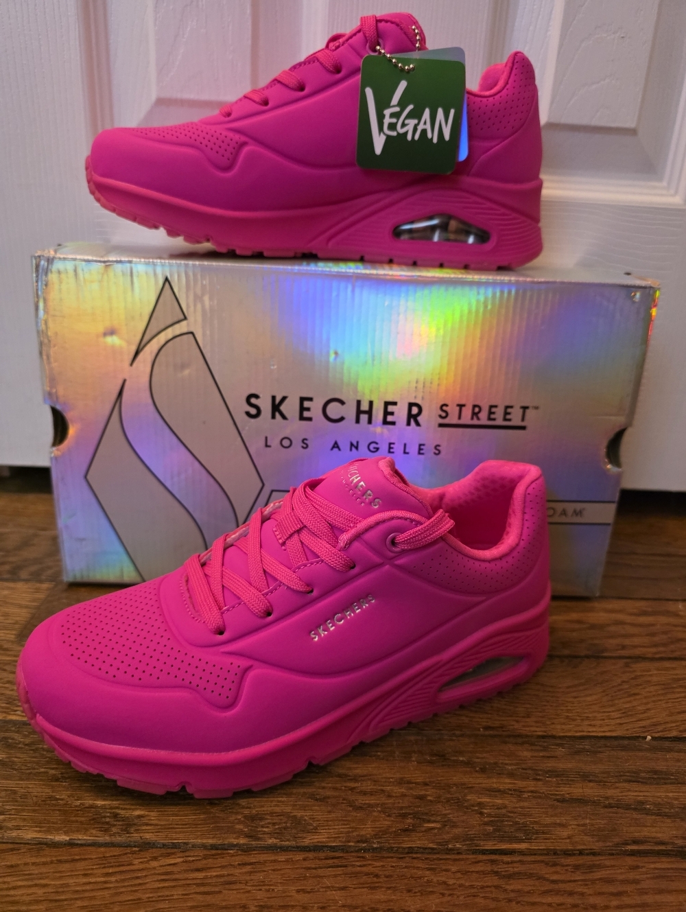 Skechers Womens Hot Pink Athletic Sneakers